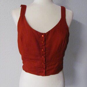 Charlotte Russe Red Burgundy Button Front Tank Smocked Back Size Large L NWT